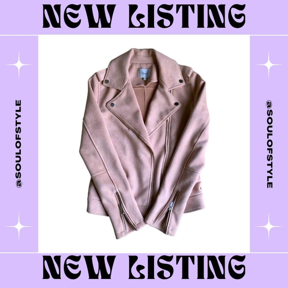 Kismet Dusty Rose Faux Suede Moto Bomber Jacket